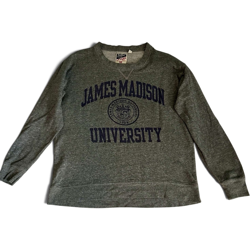 League James Madison University JMU Crewneck Sweatshirt Mens M Gray Retro Y2k